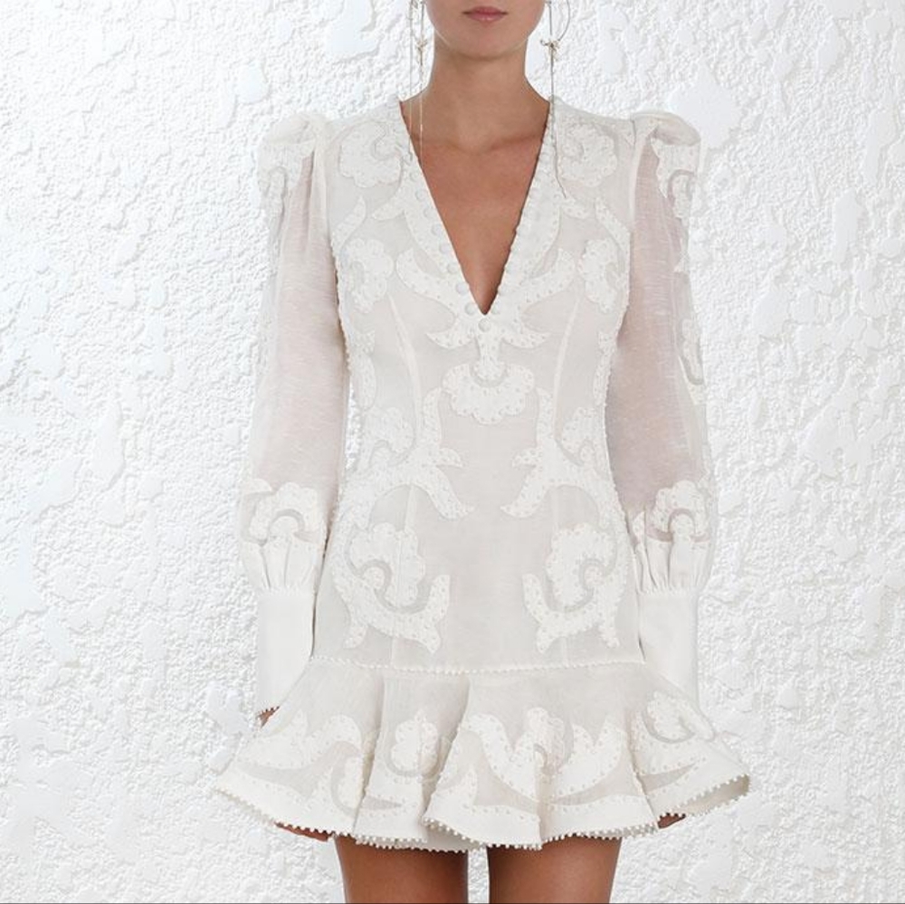 New ZIMMERMANN Radiate Linen And Silk Minidress size 0